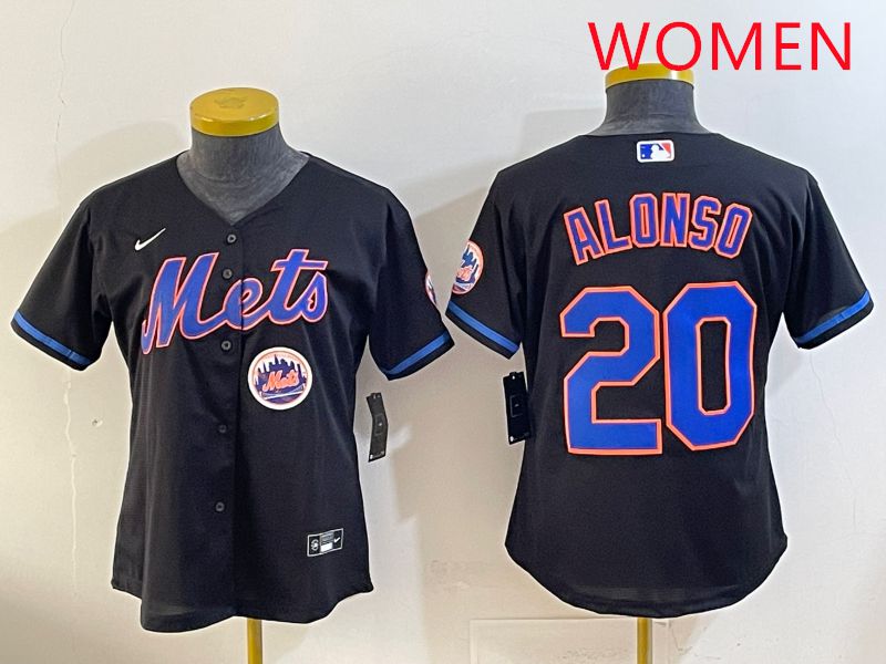 Women 2025 New York Mets #20 Alonso Black Game Nike MLB Jersey style 6->women mlb jersey->Women Jersey